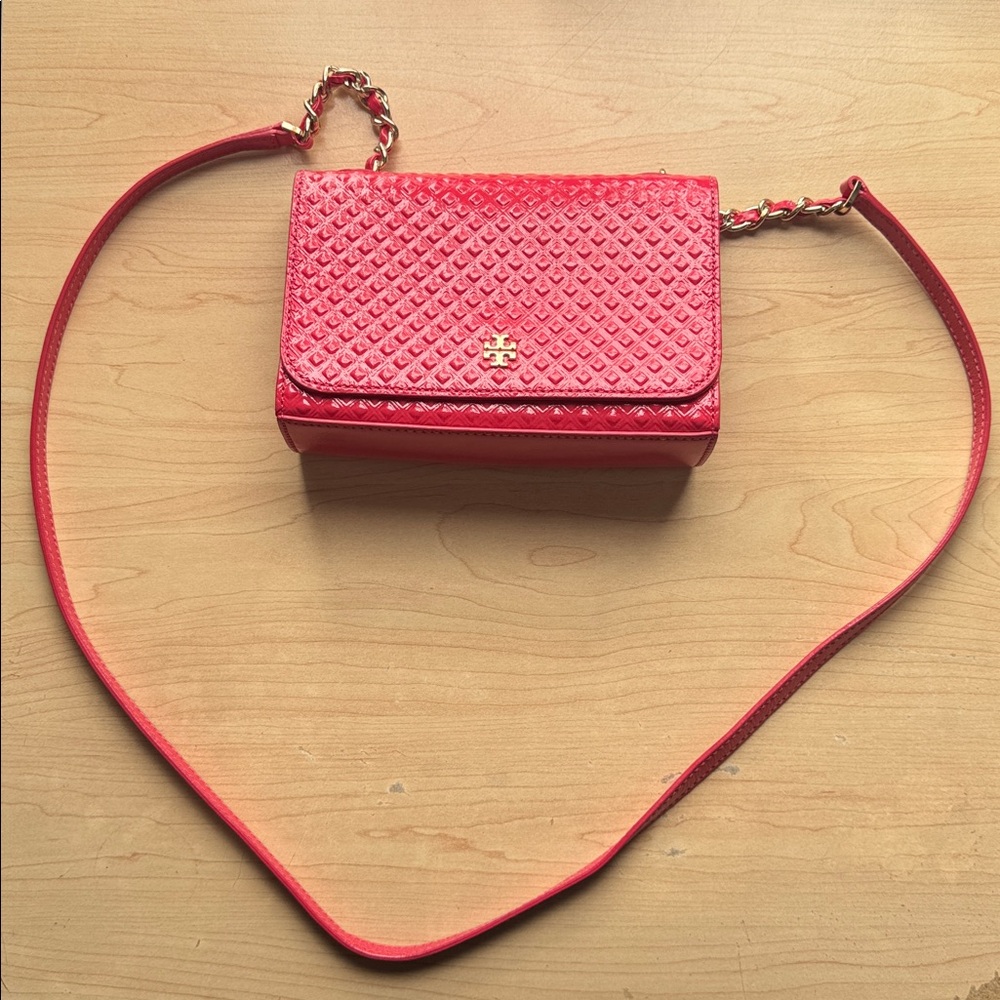 Tory Burch Marion Embossed Shrunken Shoulder Bag